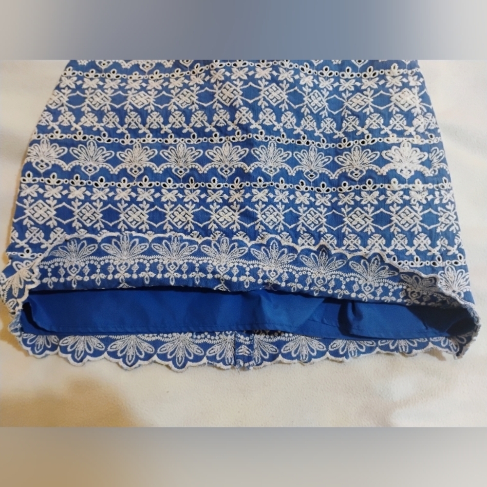 LOFT Blue and White Mini Skirt - Picture 4 of 9
